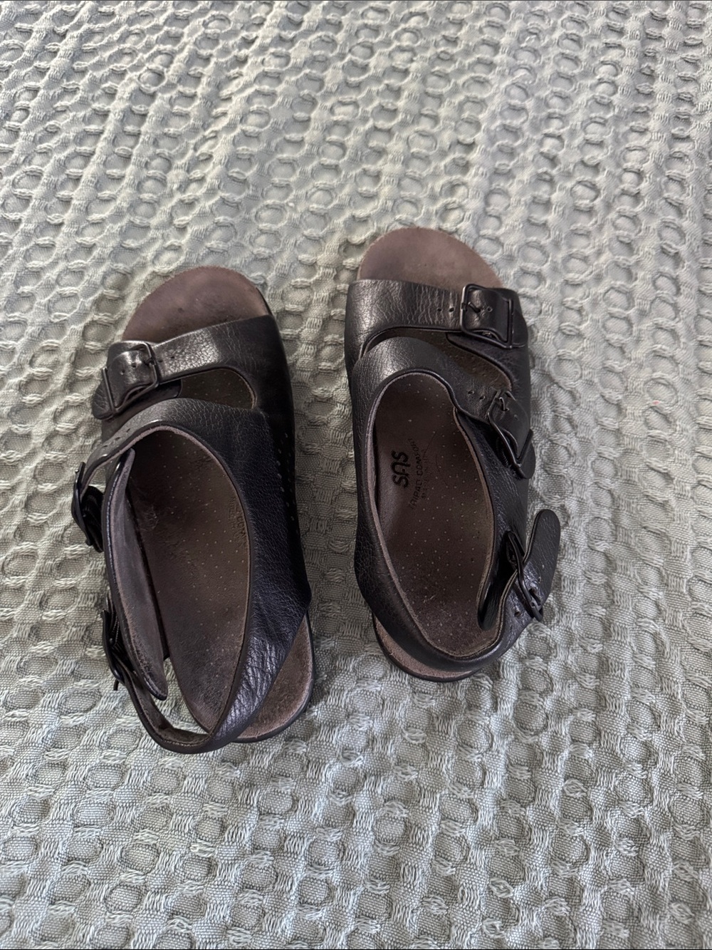 SAS Dark Brown Leather Buckle Sandals